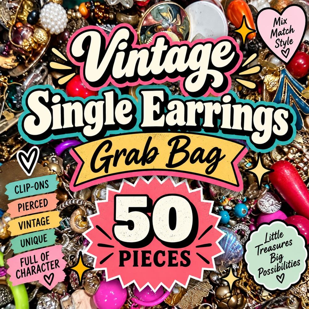 Vintage SINGLE Earrings Grab Bag Lot 100 SINGLE Earrings Crafting Upcycling